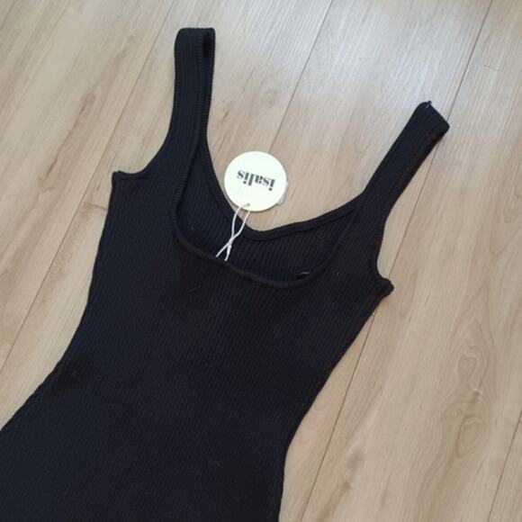 NWT Isalis Maize Midi Dress Ribbed Black Size S Quiet Luxury Bodycon - Picture 7 of 12